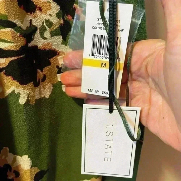 NWT 1.State Halter Tank Green Floral Size M Hyper Tropic Palm Leaf. - Picture 6 of 12